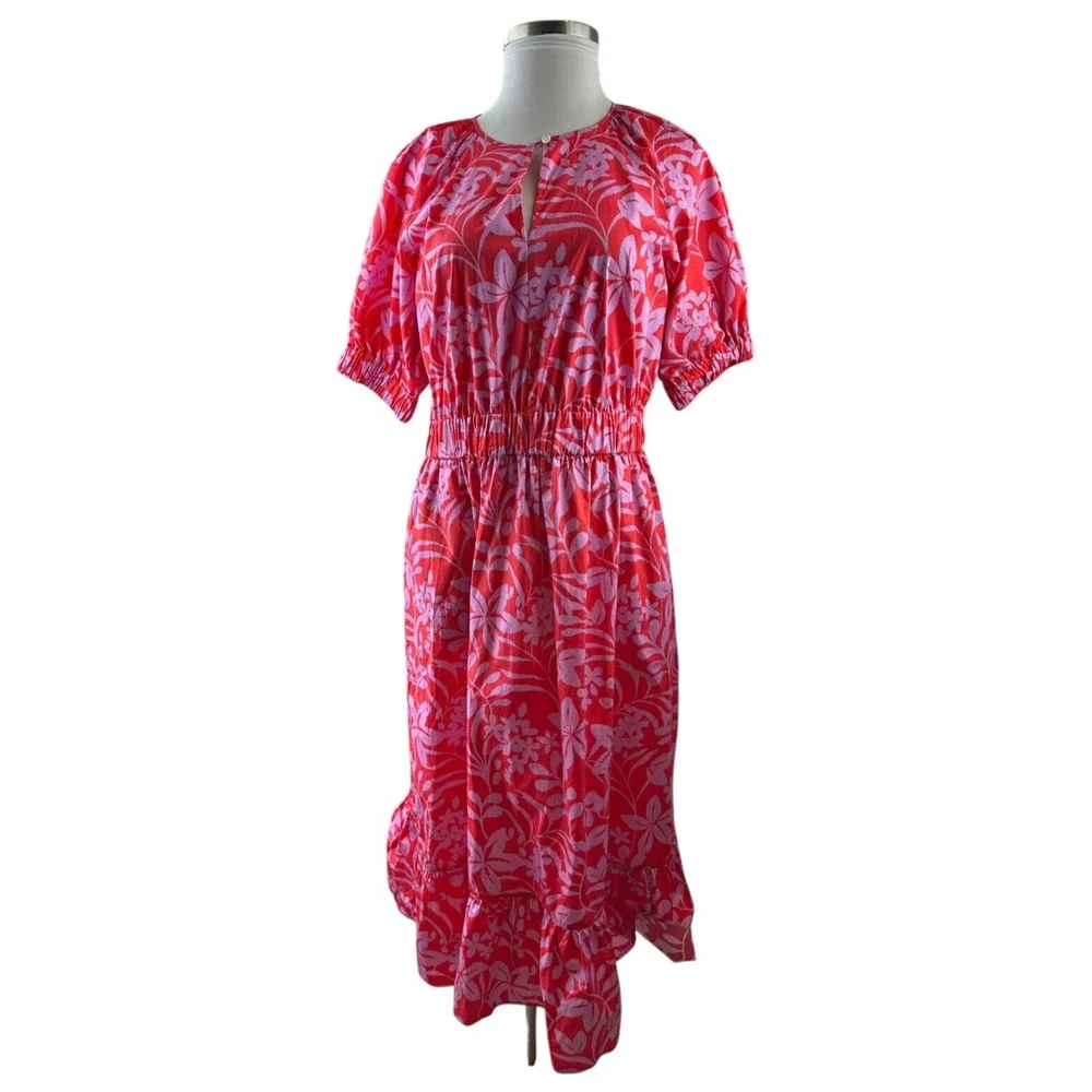 Voyageur by Mersea Hedy Tropical Floral Vine Tiered Midi Maxi Dress Mer Sea XL - Picture 2 of 14